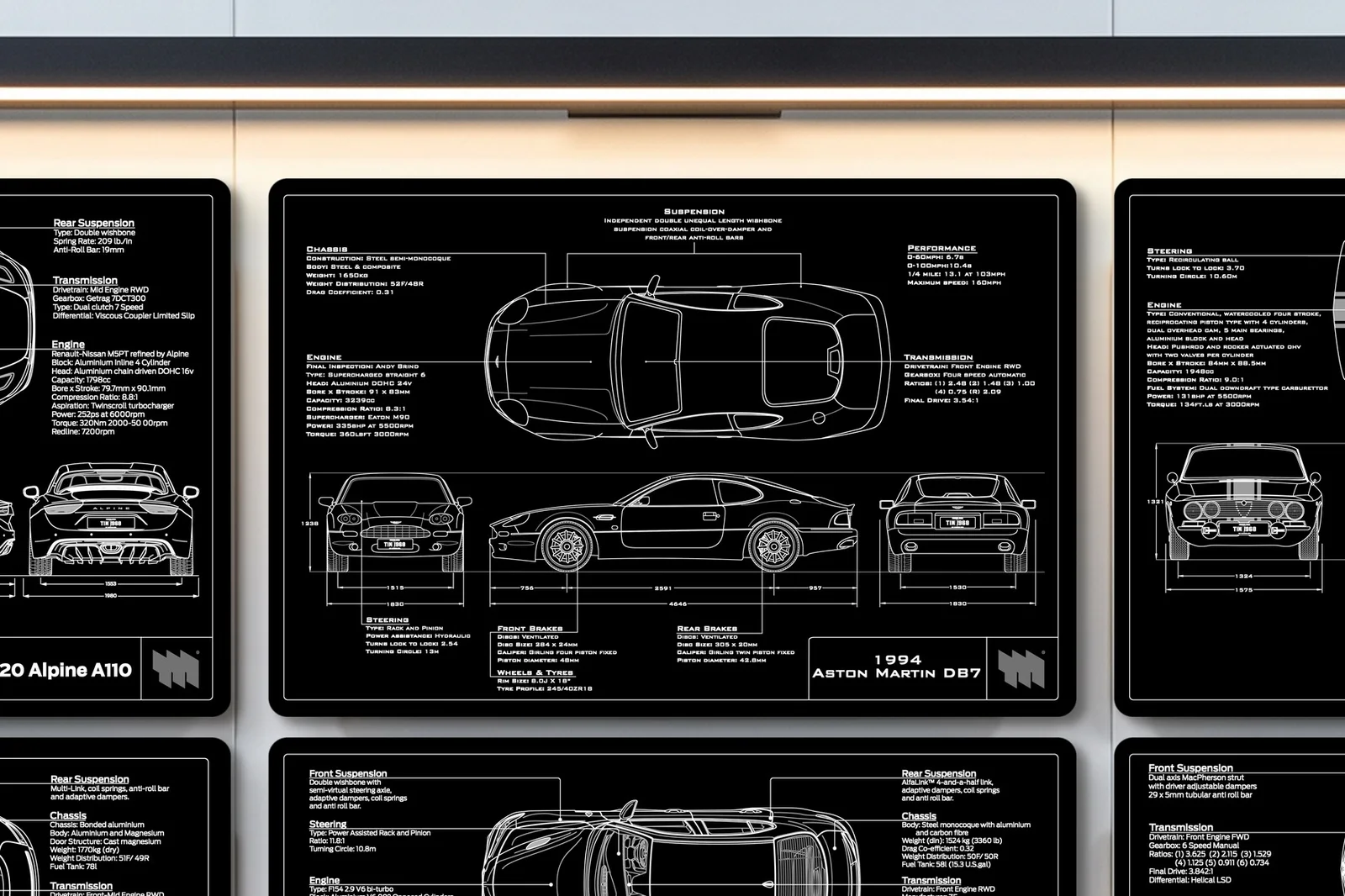 1994 Aston Martin DB7, close on the workshop wall