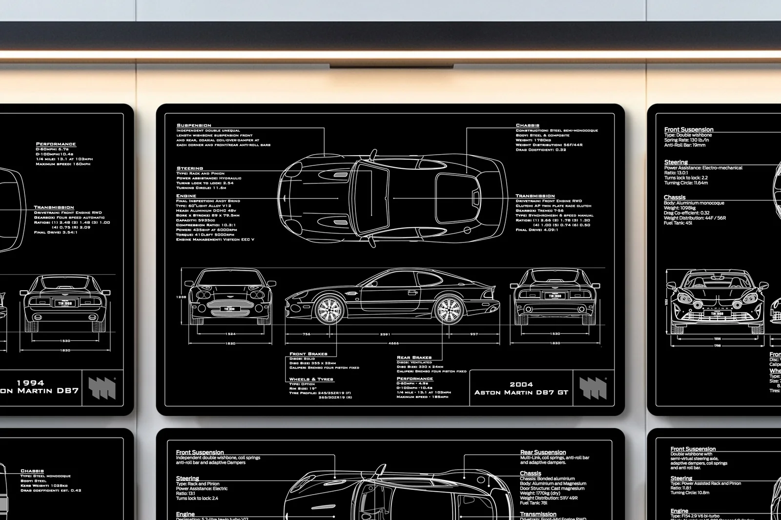 2004 Aston Martin DB7 GT, close on the workshop wall