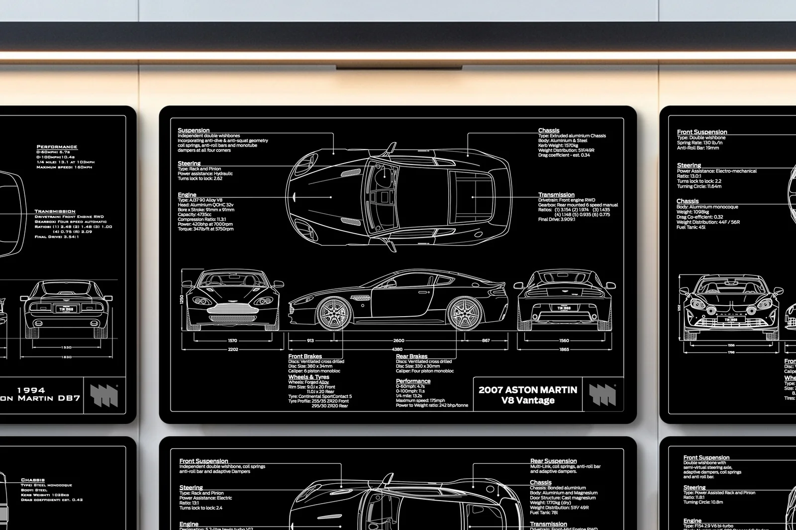 2007 Aston Martin V8 Vantage, close on the workshop wall