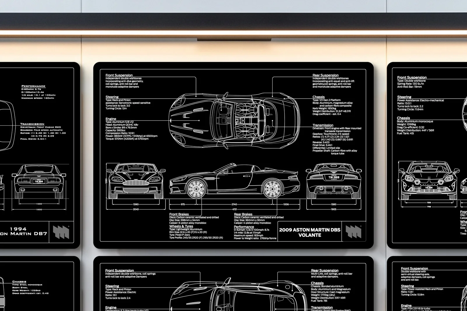 2009 Aston Martin DBS Volante, close on the workshop wall