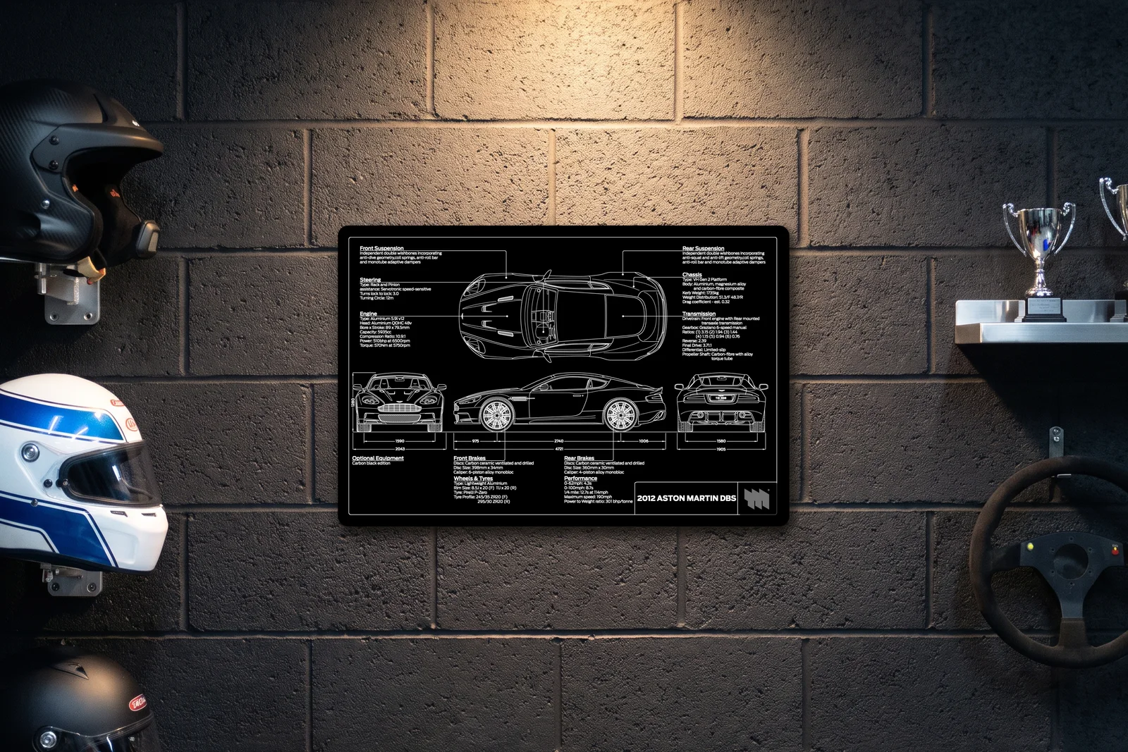 2012 Aston Martin DBS, on a racing wall, landscape
