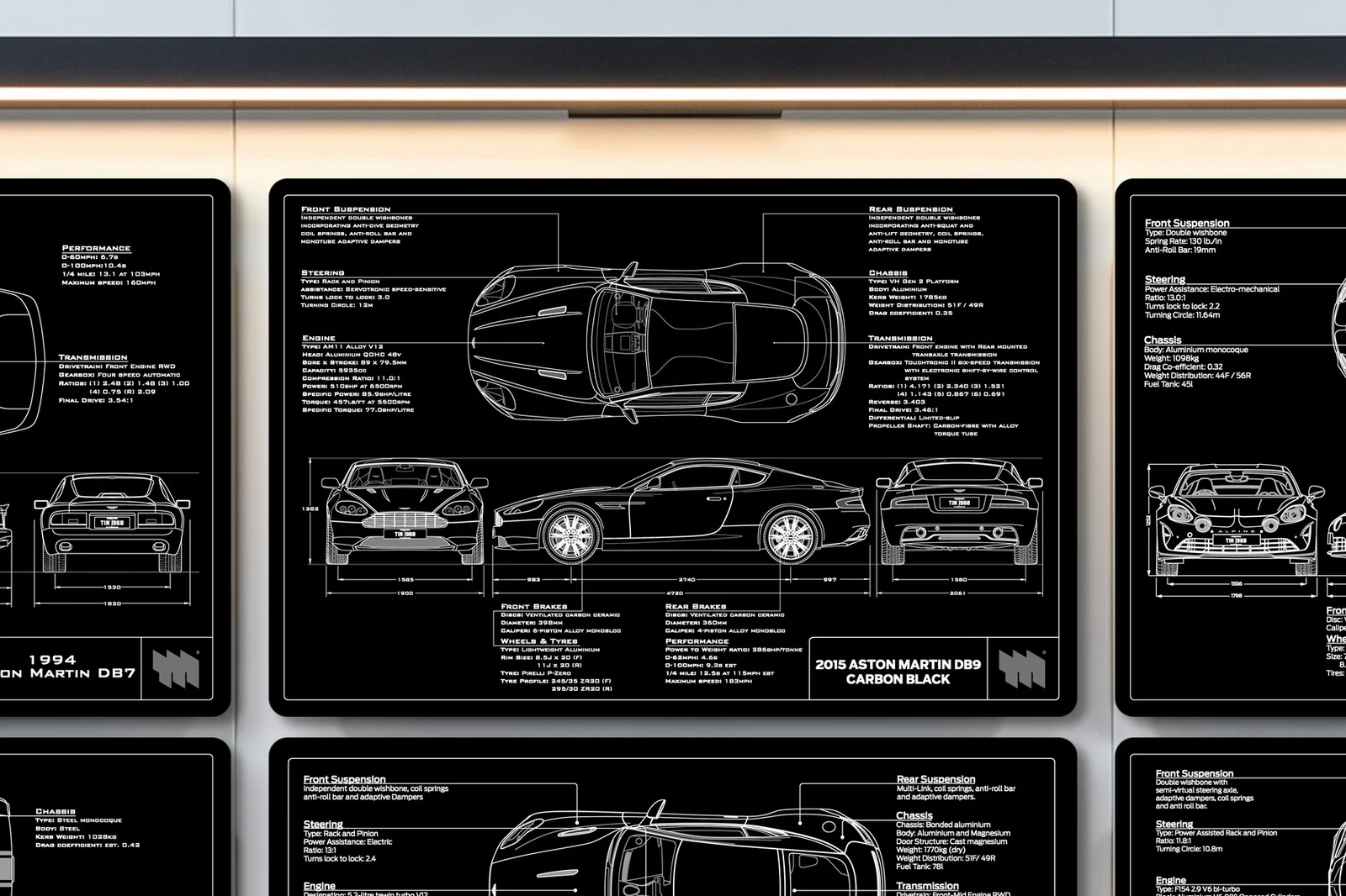 2015 Aston Martin DB9 Carbon Edition, close on the workshop wall