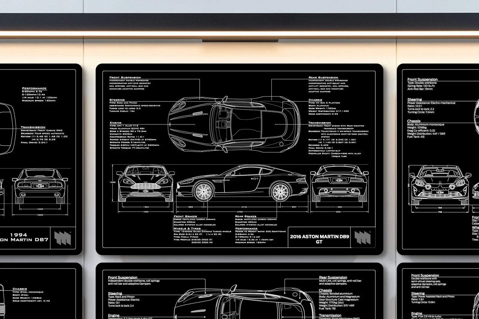 2016 Aston Martin DB9 GT, close on the workshop wall